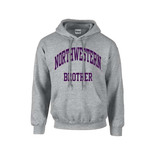 Northwestern University Wildcats Dark Grey Hooded Sweatshirt With Brother Design