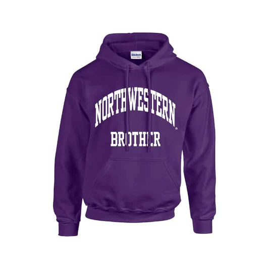 Northwestern University Wildcats Purple Hooded Sweatshirt With Brother Design
