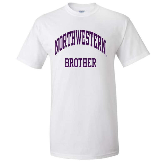 Northwestern University Wildcats Sport White Short Sleeve Tee Shirt with Brother Design NW2530