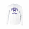 Northwestern University Wildcats White Long Sleeve Tee Shirt with Soccer Design