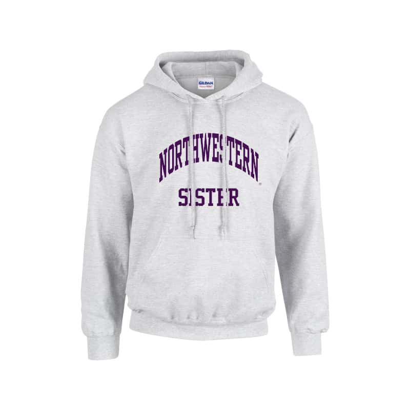 Northwestern University Wildcats Light Grey Hooded Sweatshirt With Sister Design