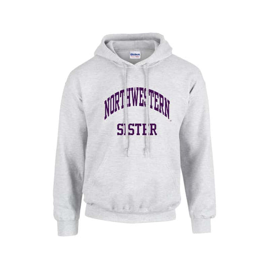 Northwestern University Wildcats Light Grey Hooded Sweatshirt With Sister Design