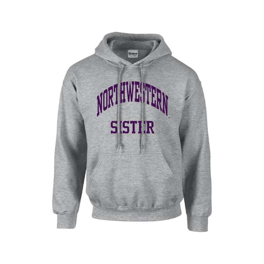 Northwestern University Wildcats Dark Grey Hooded Sweatshirt With Sister Design