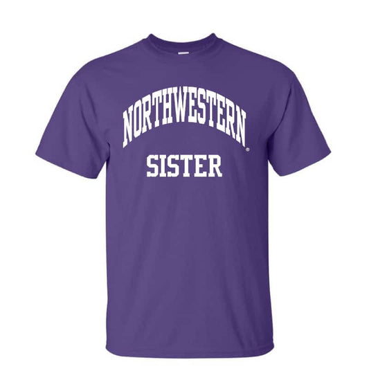 Northwestern University Wildcats Purple Short Sleeve Tee Shirt with Sister Design