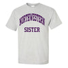 Northwestern University Wildcats Light Grey Short Sleeve Tee Shirt with Sister Design NW2939
