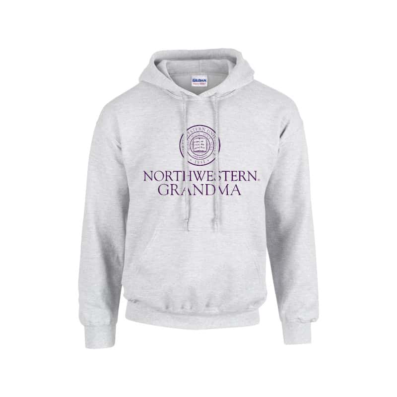 Northwestern University Wildcats Light Grey Hooded Sweatshirt With Grandma Design
