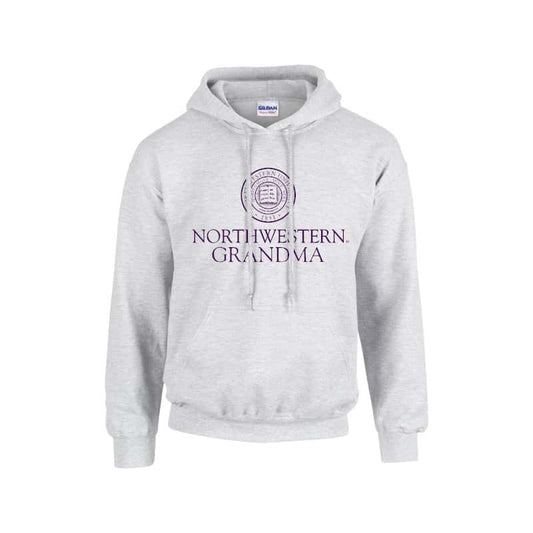 Northwestern University Wildcats Light Grey Hooded Sweatshirt With Grandma Design