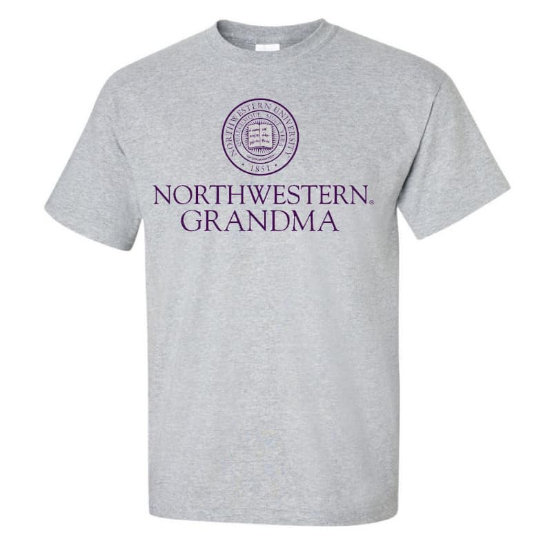 Northwestern University Wildcats Sport Grey Short Sleeve Tee Shirt with Grandma Design NW2987