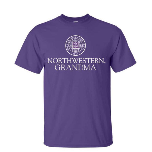 Northwestern University Wildcats Purple Short Sleeve Tee Shirt with Grandma Design