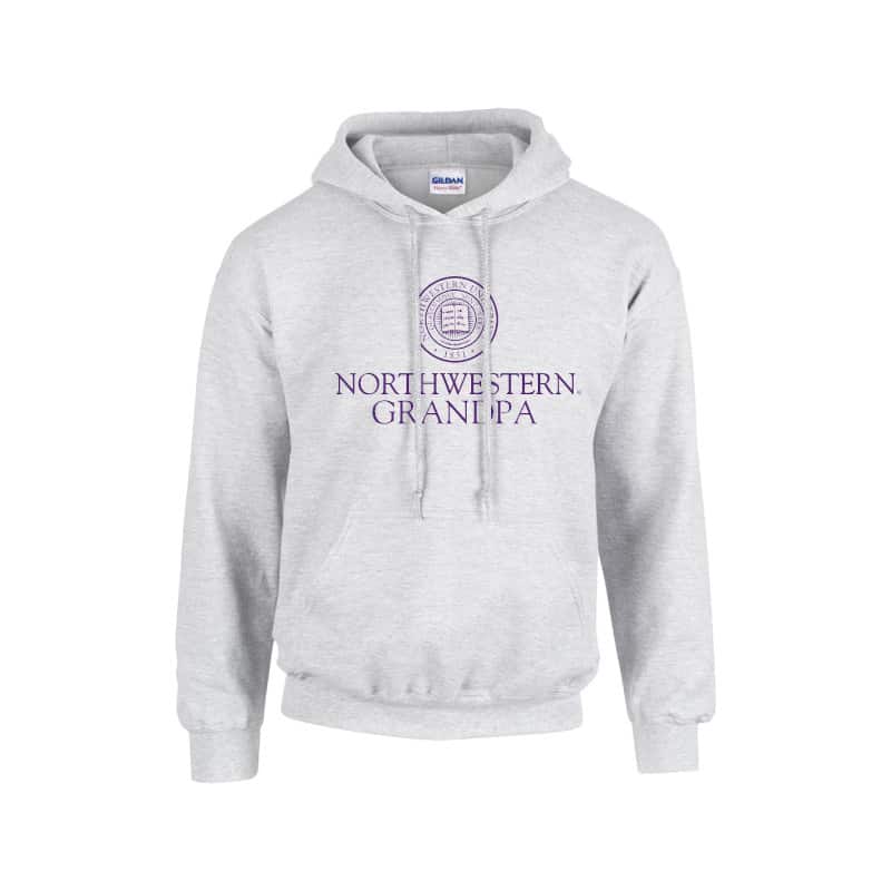 Northwestern University Wildcats Light Grey Hooded Sweatshirt With Grandpa Design
