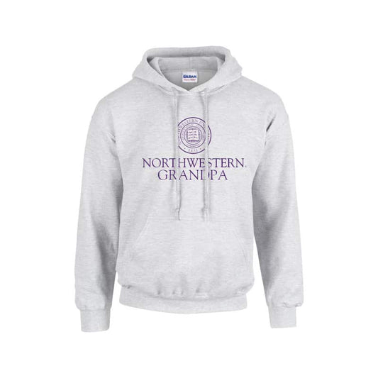 Northwestern University Wildcats Light Grey Hooded Sweatshirt With Grandpa Design