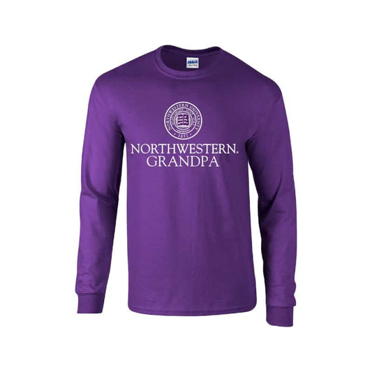 Northwestern University Wildcats Purple Long Sleeve Tee Shirt with Grandpa Design
