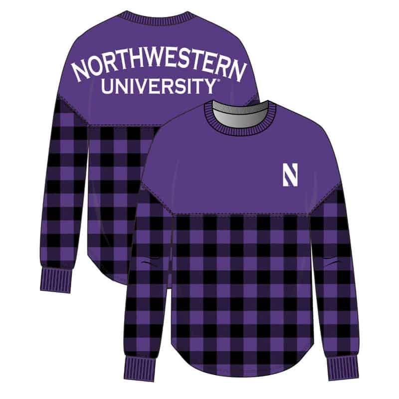 Northwestern University Wildcats Purple Checkerboard Spirit Jersey with Stylized N Design