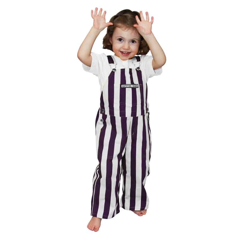 Purple/White Color Toddler Game Bib Overalls