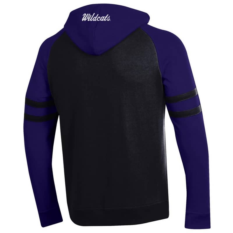 Northwestern University Wildcats Champion Men's Black Pullover Hockey Hooded Sweatshirt with Arch & Stylized N Design