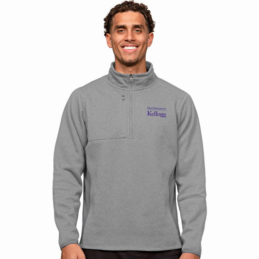 Kellogg Men's Antigua Light Grey Heather Multi Course Pullover 1/4 Zip
