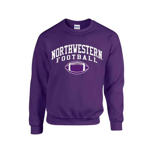 Northwestern University Wildcats Purple Crewneck Sweatshirt with Northwestern Football Design