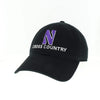 Northwestern University Wildcats Unconstructed Black Cotton Twill Hat with N & Cross Country Design