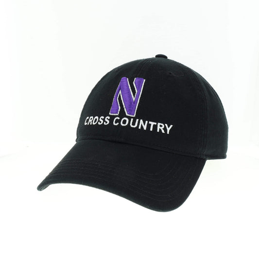 Northwestern University Wildcats Unconstructed Black Cotton Twill Hat with N & Cross Country Design