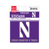 Northwestern University Wildcats Full Color Outside Application 3"X4" Rectangular Multi-Purpose Sticker with N & Cross Country and Track Design
