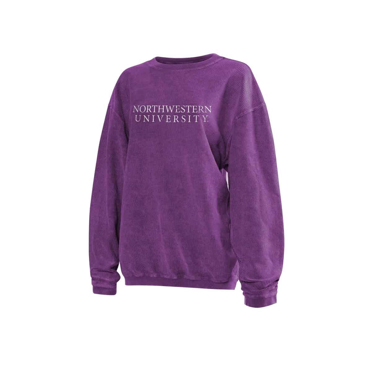 Northwestern University Wildcats Chicka-d Purple Crewneck Sweatshirt with Distressed Northwestern University Design-2