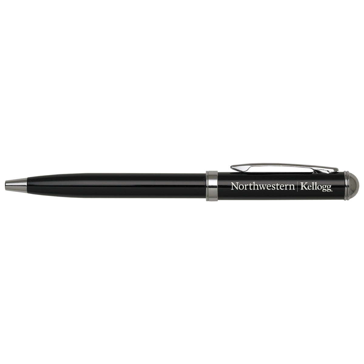 Northwestern I Kellogg Laser Engraved Black Click Action Gel Ink Pen