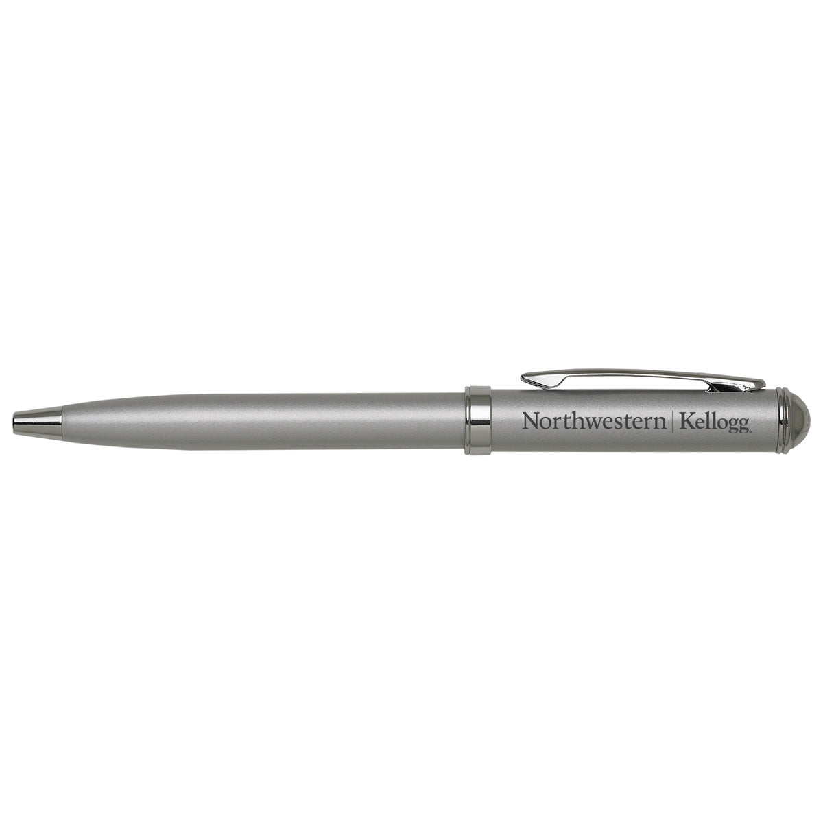 Northwestern I Kellogg Laser Engraved Silver Click Action Gel Ink Pen