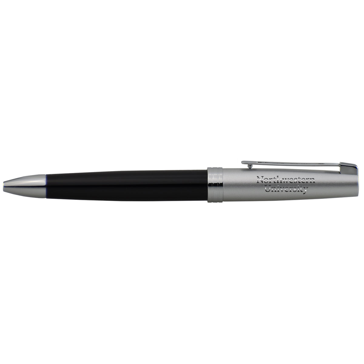Northwestern University Wildcats Laser Engraved Black Barrel Twist Action Ballpoint Pen