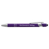 Northwestern I Kellogg Laser Engraved Purple Rubber Grip Stylus Pen