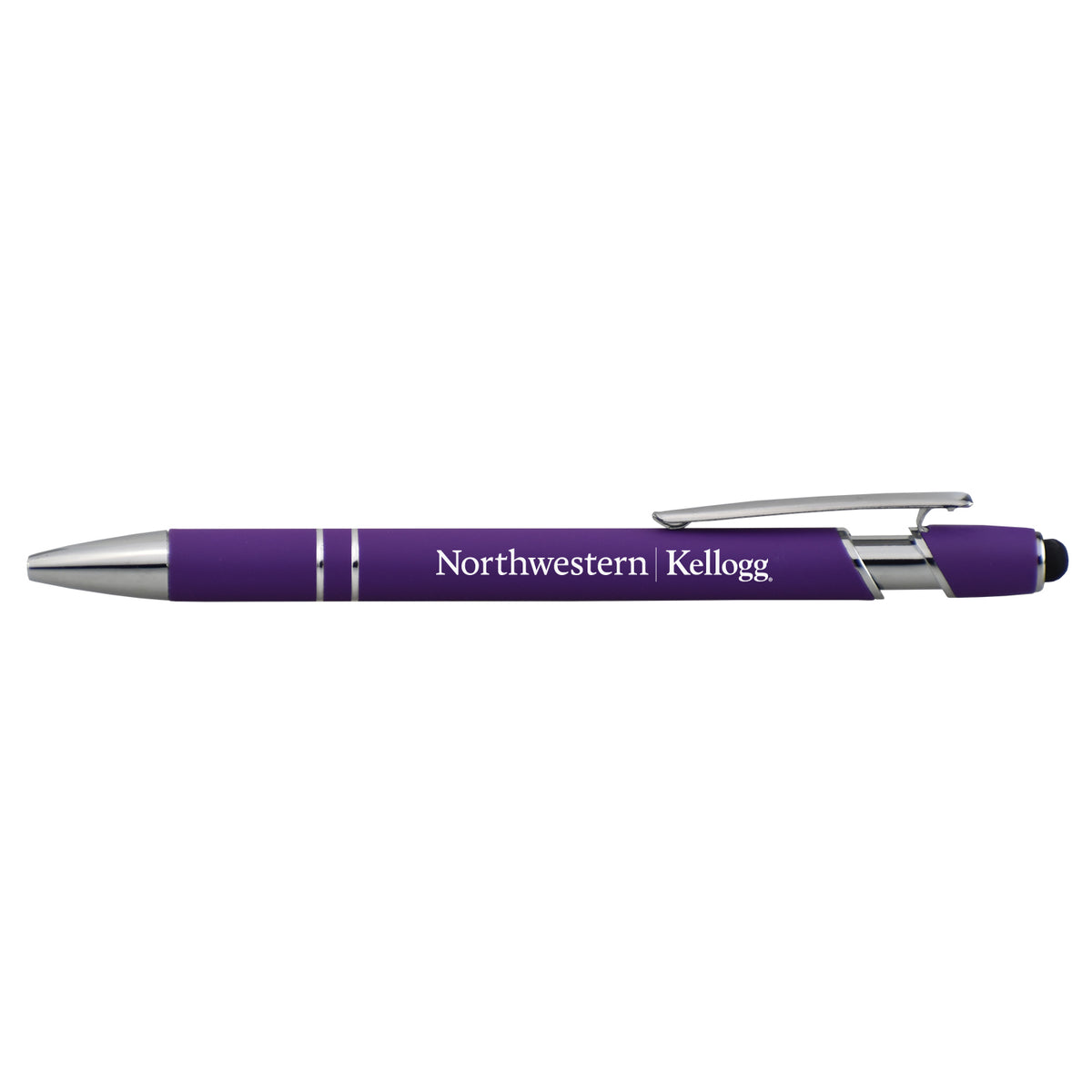 Northwestern I Kellogg Laser Engraved Purple Rubber Grip Stylus Pen