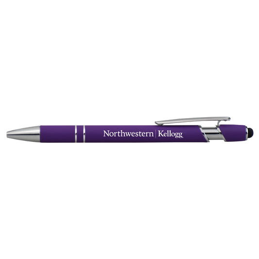 Northwestern I Kellogg Laser Engraved Purple Rubber Grip Stylus Pen