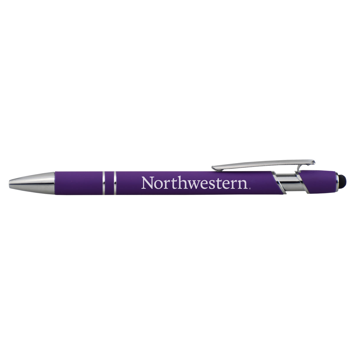 Northwestern University Wildcats Laser Engraved Purple Rubber Grip Stylus Pen