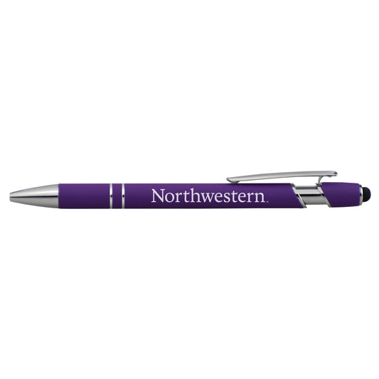 Northwestern University Wildcats Laser Engraved Purple Rubber Grip Stylus Pen