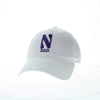 Northwestern University Wildcats Unconstructed White Cotton Twill Hat with N & Dad Design