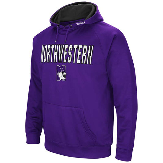 Northwestern University Wildcats Colosseum Men's Purple VF Raglan Poly Pullover Hooded Sweatshirt with N-Cat Design
