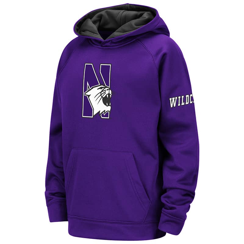 Northwestern University Wildcats Colosseum Youth Purple VF Raglan Poly Pullover with N-Cat Design