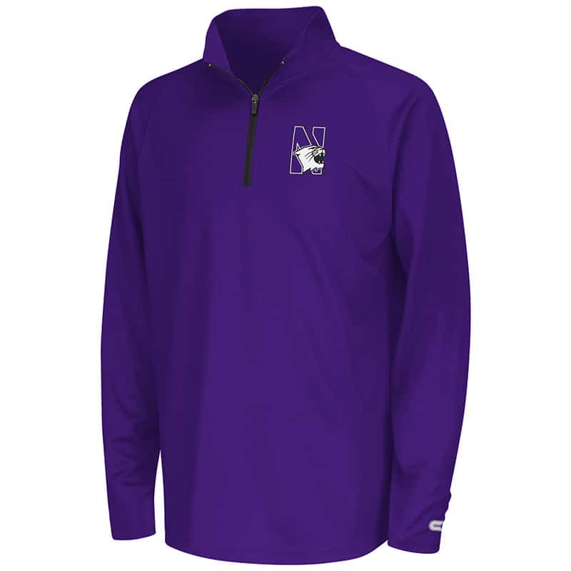 Northwestern University Wildcats Colosseum Youth Purple Draft 1/4 Zipwith N-Cat Design