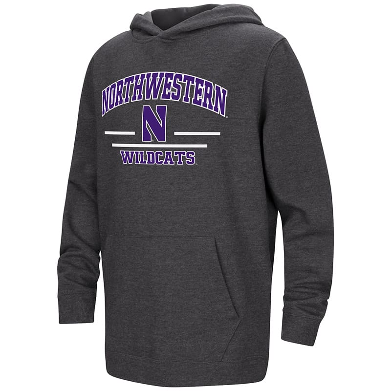 Northwestern University Wildcats Colosseum Youth Hooded Sweatshirt with Stylized N Design