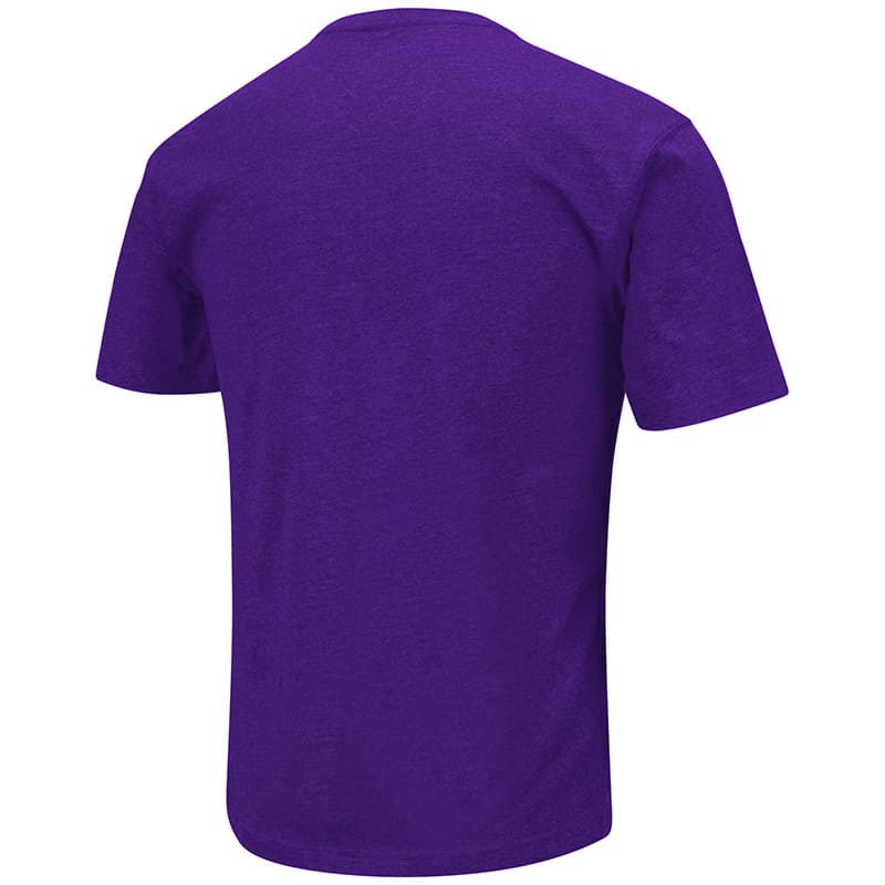 Northwestern University Wildcats Colosseum Men's Purple Dual Blend S/S T-Shirt with N-Cat Design-Back
