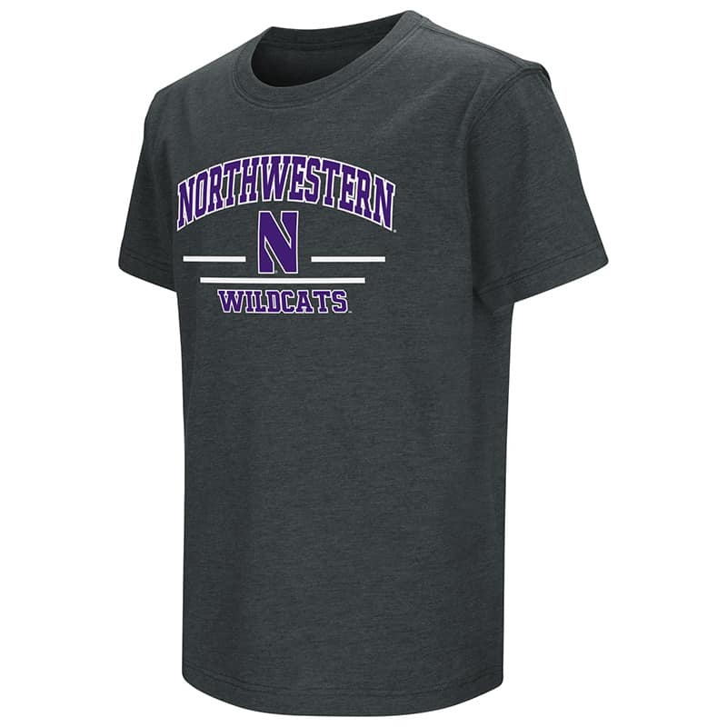 Northwestern University Wildcats Colosseum Men's Heather Charcoal Dual Blend T-Shirt with Stylized N Design