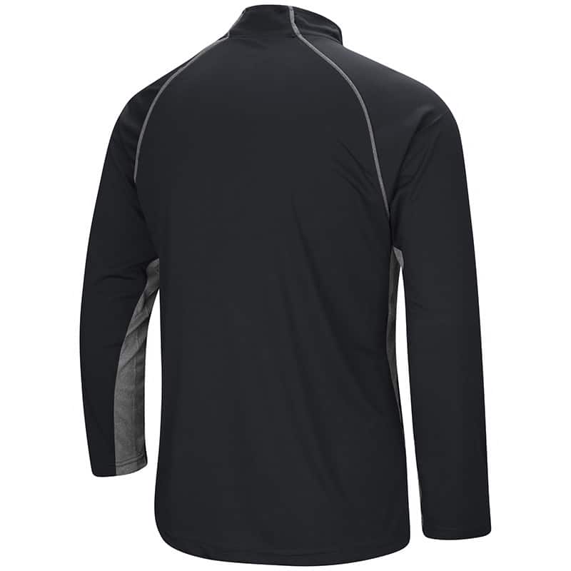 Northwestern University Wildcats Colosseum Men's Black/Grey 1/4 Zip Wind Shirt with Stylized N Design-Back