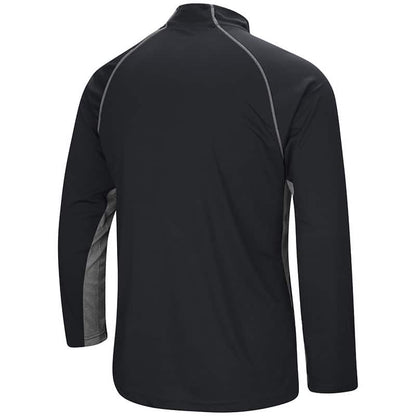 Northwestern University Wildcats Colosseum Men's Black/Grey 1/4 Zip Wind Shirt with Stylized N Design-Back
