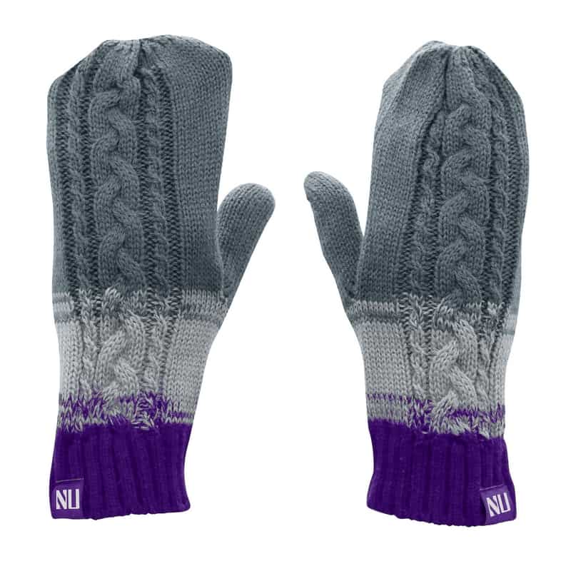Northwestern University Wildcats Ladies Mittens With a Small NU Design