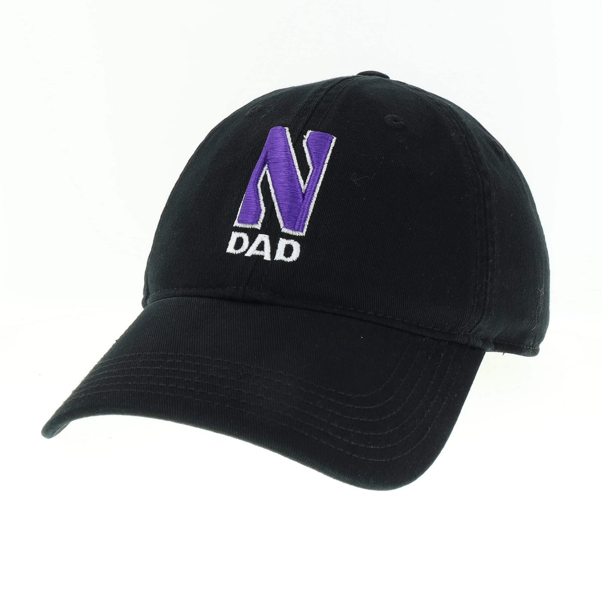 Northwestern University Wildcats Unconstructed Black Cotton Twill Hat with N & Dad Design