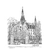 Northwestern University Wildcats Postcard University Hall Drawing