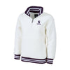Northwestern University Wildcats Adult Natural White with Purple Trim Varsity Sherpa Quarter Zip Pullover Jacket by Boxercraft