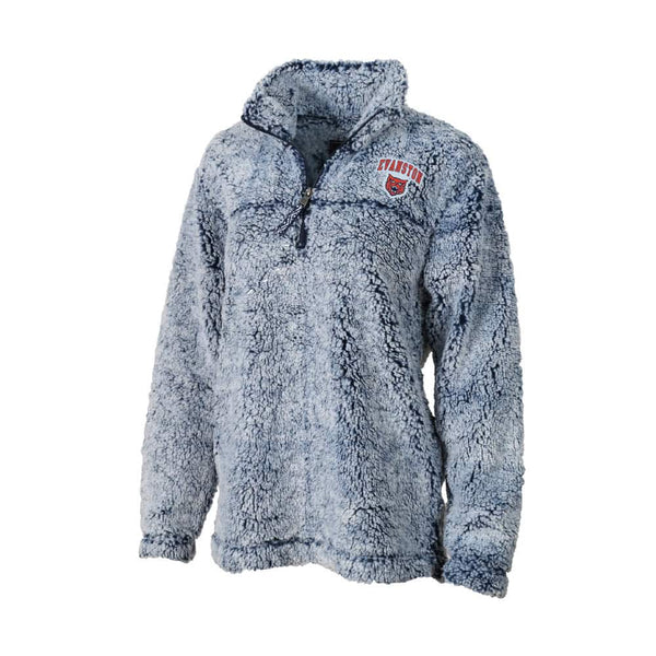 Evanston Wildkits Adult Frosty Blue Sherpa Quarter Zip Pullover Jacket by Boxercraft