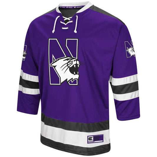 Northwestern University Wildcats Colosseum Men's Purple Athletic Machine Hockey Jerseywith N-Cat Design