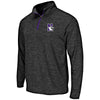 Northwestern University Wildcats Colosseum Men's Heather Black Action Pass L/S 1/4 Zip with N-Cat Design