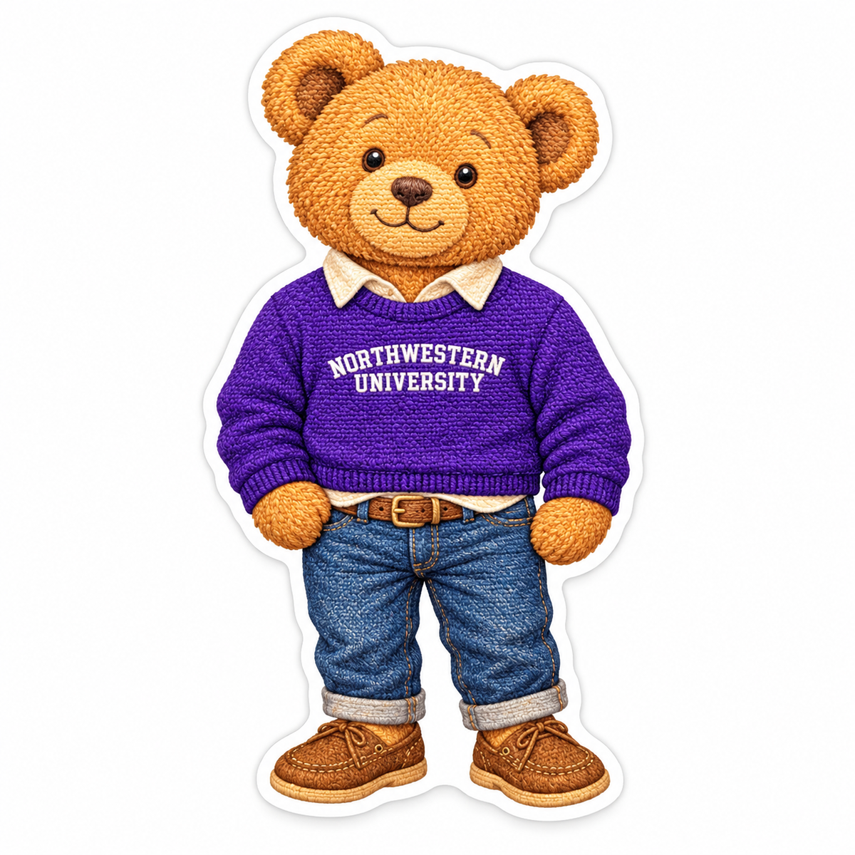 Northwestern University Wildcats Teddy Bear Durable Sticker